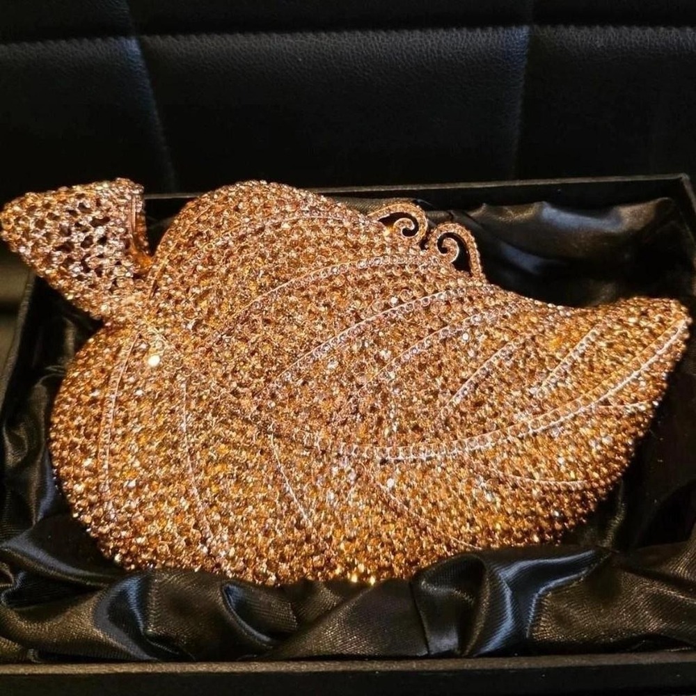 Gold rhinestone clutch purse